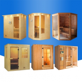 Finland Cedar Luxury Infrared Smart Control Indoor Sauna With Color Light Wave Room Sauna 