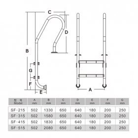 SF Shape Stainless Steel 316# 12mm Pool Ladder 304# Swimming Pool 2step,3steps,4 step Ladder 