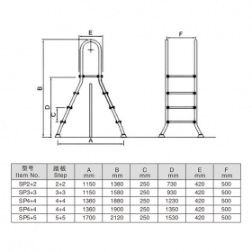 Double Sides Ultra Quality Swimming Pool Accessories Stainless Steel Anti-Slip Safety Pool Ladder 